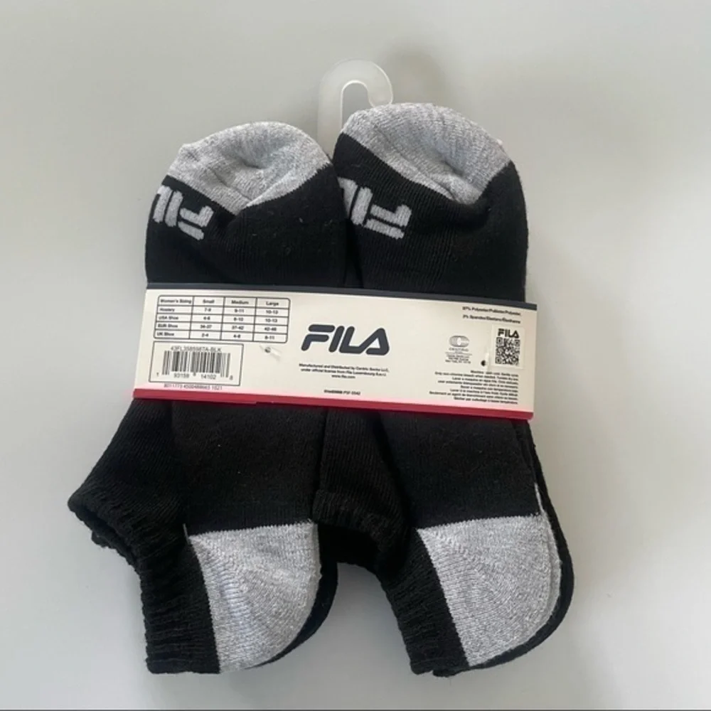 Fila women’s no show socks black gray 6 pairs size 6-10